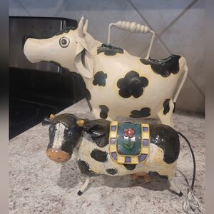 Metal Cow Figurines (2)- Black and White